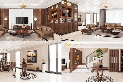 Thiết kế thi công nội thất biệt thự gỗ óc chó đẳng cấp đảo Ecopark