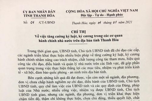 Tăng cường kỷ luật, kỷ cương trong các cơ quan hành chính Nhà nước trên địa bàn tỉnh Thanh Hóa