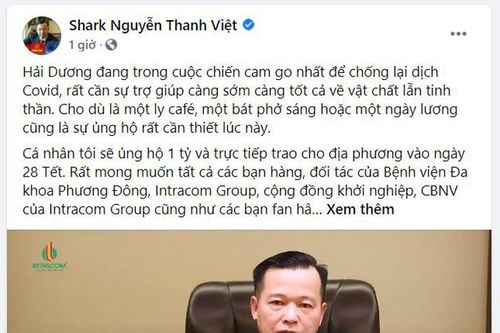 Shark Việt ủng hộ 1 tỷ đồng cùng Hải Dương chống dịch