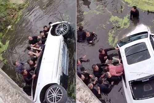 Hàng chục người nhảy xuống sông lật ngửa chiếc xe, cứu 4 người mắc kẹt