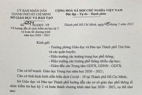 TP Hồ Chí Minh: Thay đổi lịch thi các cấp học