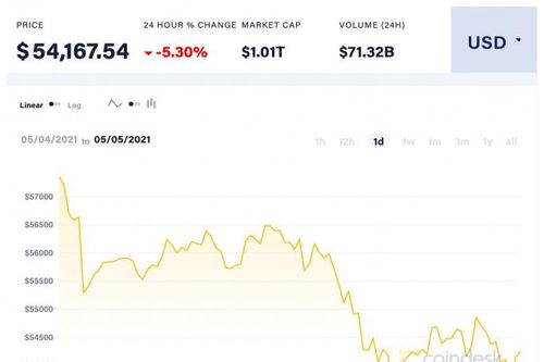 Giá Bitcoin hôm nay 5/5: Giảm về khu vực 54.000 USD