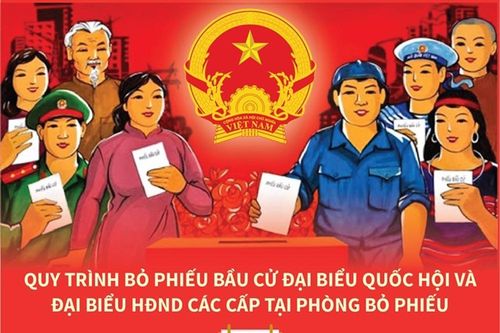 Infographic: Quy trình bỏ phiếu bầu cử đại biểu Quốc hội và đại biểu HĐND các cấp tại phòng bỏ phiếu