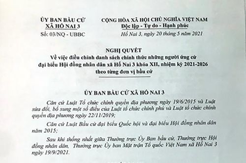 Xóa tên 1 người ứng cử đại biểu HĐND xã