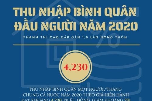Thu nhập bình quân đầu người/tháng năm 2020 đạt 4,23 triệu đồng