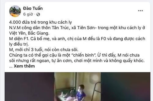 Cộng đồng mạng chùng lòng trước bức ảnh cậu bé 3 tuổi trong khu cách ly
