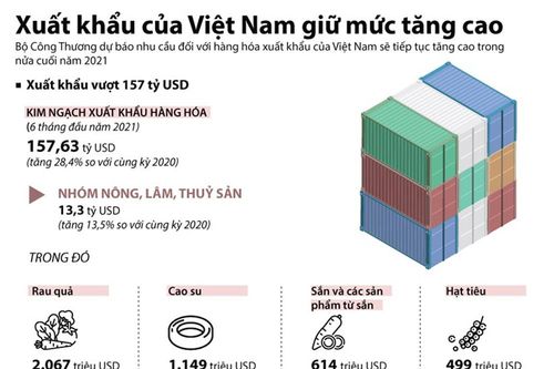 Infographic: Xuất khẩu của Việt Nam vẫn giữ mức tăng cao