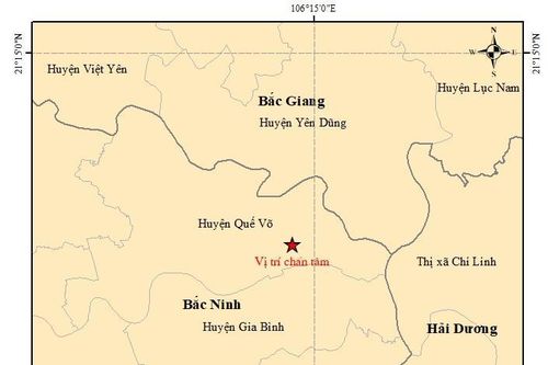 Bắc Ninh ghi nhận động đất 3 độ Richter