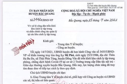 Hà Giang: Truy tìm, đưa công dân trốn khỏi khu cách ly tập trung trở về