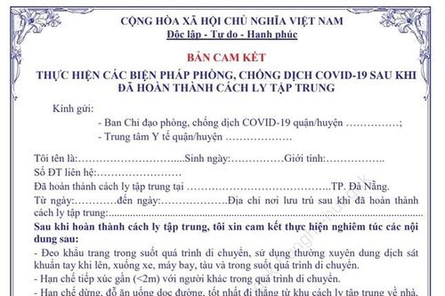 Người đã hoàn thành cách ly y tế tập trung phải ký 'Bản cam kết' thực hiện phòng, chống dịch bệnh