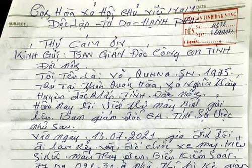 Người dân gửi thư cảm ơn lực lượng Công an khám phá nhanh vụ trộm cắp tài sản