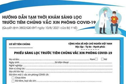 Điều chỉnh phiếu khám sàng lọc trước tiêm chủng