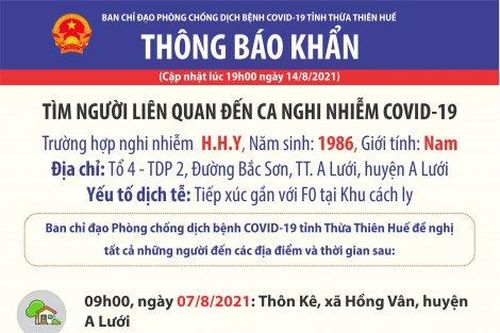 Y tế - Sức khỏe Y tế - Sức khỏe Thông báo tìm người liên quan đến ca nghi nhiễm tại cộng đồng ở A Lưới