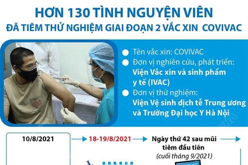 Infographic: Hơn 130 tình nguyện viên đã tiêm thử nghiệm giai đoạn 2 vắc xin COVIVAC