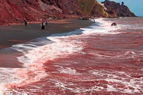 Bí ẩn bãi biển có màu đỏ như máu