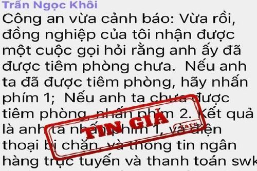 Thông tin 'lừa đảo chiếm đoạt thông tin cá nhân trên mạng' là giả mạo