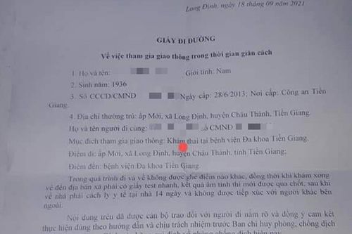 Tiền Giang: Cấp giấy đi đường cho cụ ông 85 tuổi đi... khám thai
