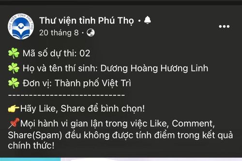 Kết quả cuộc thi tuyên truyền, giới thiệu sách tỉnh Phú Thọ năm 2021
