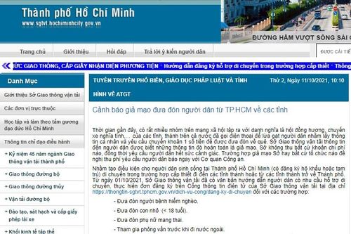 Cảnh báo giả mạo đưa đón người dân từ TP Hồ Chí Minh về các tỉnh