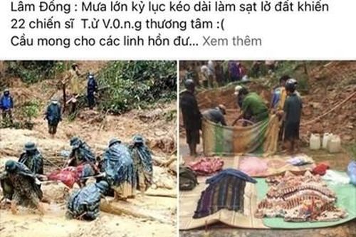 Phẫn nộ thông tin bịa đặt 'sạt lở đất ở Lâm Đồng khiến 22 chiến sĩ bộ đội tử vong'