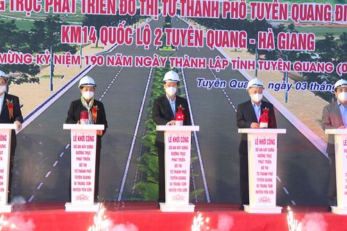 Khởi công đường phát triển đô thị từ thành phố Tuyên Quang đi trung tâm huyện Yên Sơn