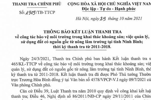 Ninh Bình: Hàng loạt sai phạm trong quản lý, khai khác khoáng sản