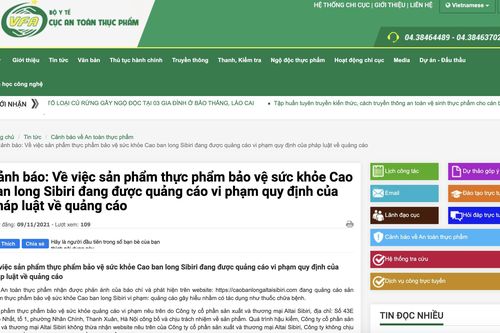 Cảnh báo: Cao ban long Sibiri quảng cáo vi phạm quy định, gây hiểu nhầm có tác dụng chữa bệnh