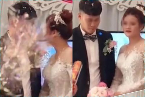 Màn bắn pháo giấy đám cưới oan nghiệt, cô dâu chú rể 'méo mặt'