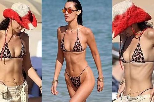 Bella Hadid thả dáng sexy với bikini bé xíu sau màn hóa phù dâu dịu dàng