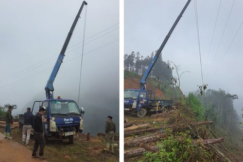 Xe cẩu vướng dây điện, tài xế bị thương nặng