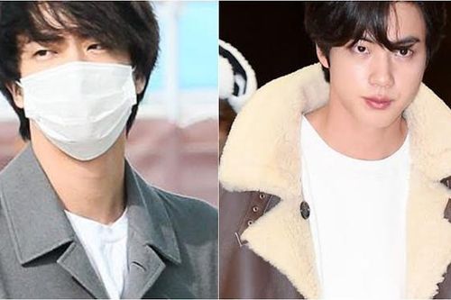 Jin BTS luôn sành điệu và phong cách kể cả khi chân đi dép lê