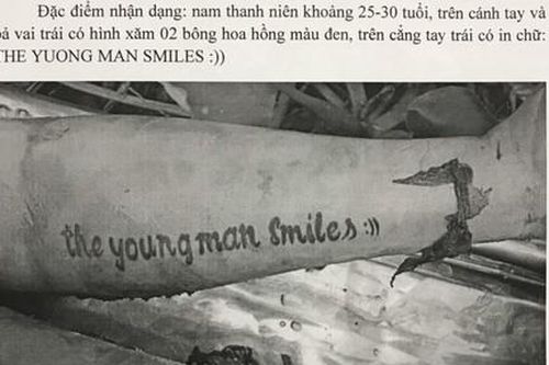 Tìm thân nhân tử thi nam giới, tay có xăm chữ 'The young man smiles'