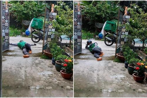 Mệt mỏi vì một ngày phải giao hàng chục lần cho cùng 1 vị khách, anh shipper có hành động cực hài hước