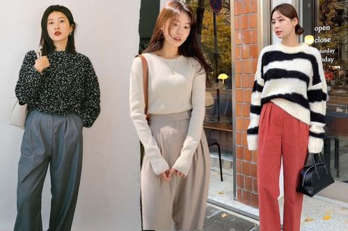 13 cách mặc áo len + quần ống rộng đảm bảo sành điệu