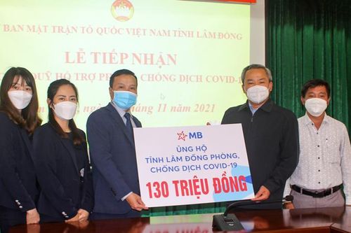 MBbank chi nhánh Lâm Đồng ủng hộ Quỹ phòng chống dịch Covid-19 130 triệu đồng