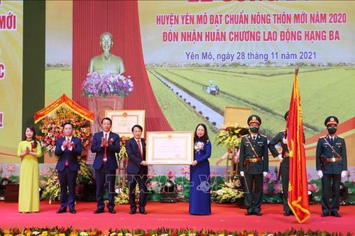 Phó Chủ tịch nước dự lễ công bố huyện Yên Mô đạt chuẩn nông thôn mới