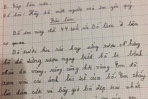 Học sinh tiểu học viết văn tả bố chỉ toàn kể xấu nhưng vẫn khiến dân tình 'thả tim' rần rần