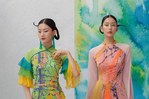 Áo dài kết hợp với nghệ thuật hội họa đẹp tinh tế, mang thông điệp sâu sắc mùa dịch