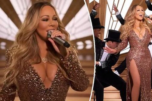 Mặc váy đính vàng nặng gần 30kg khoe vòng 1 'khủng', Mariah Carey cần 6 đàn ông hộ tống