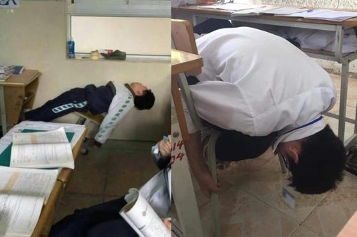 Khoảnh khắc học sinh bị 'đánh gục' bởi cơn buồn ngủ tạo nên thế ngủ 'siêu đỉnh'