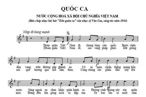 Quốc thiều nước CHXHCN Việt Nam bản chính thức
