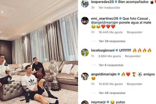 Neymar 'đáp trả' Messi, Di Maria vì khoe ảnh cúp Copa America