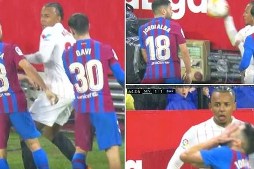 Sevilla 1-1 Barcelona: Alba gây tranh cãi vì khiến Kounde bị đuổi