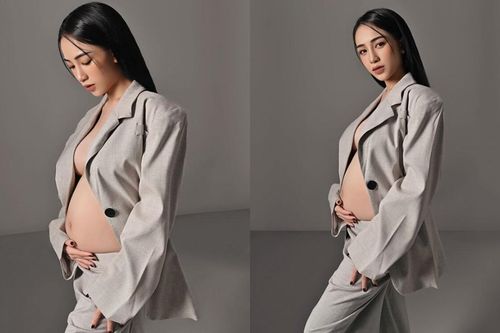 Con gái Minh Nhựa khoe loạt ảnh bụng bầu vượt mặt cùng vòng 1 lấp ló đầy gợi cảm