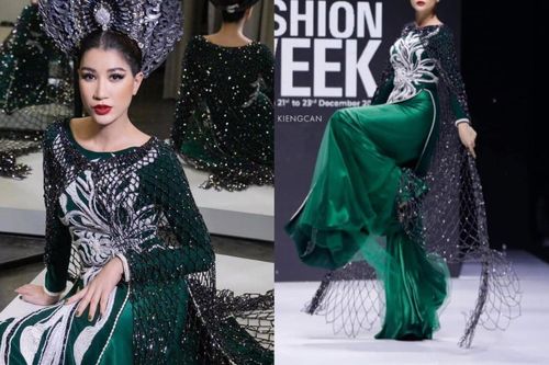 Trang Trần xử lý sự cố khi catwalk thế nào mà fan mỉa mai 'như gà mắc tóc'