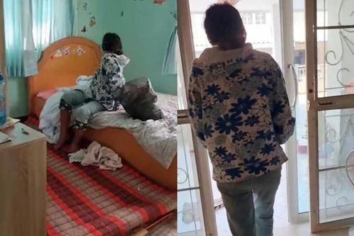 Hàng xóm vắng nhà, người phụ nữ lẻn vào ăn ngủ hồn nhiên