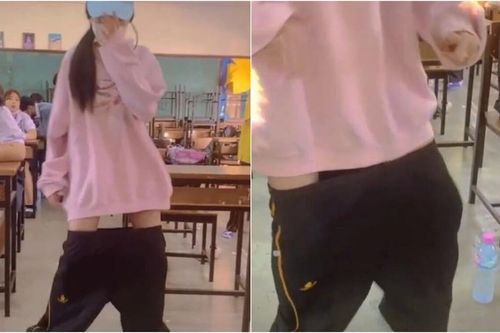 Kéo quần xuống tận gối rồi hồn nhiên nhún nhảy trong lớp học, nữ sinh bị 'ném đá' dữ dội