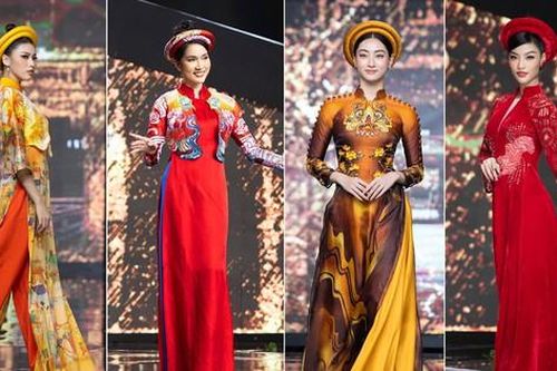 Lương Thùy Linh, Kiều Loan, Ngọc Thảo 'đọ sắc' xinh đẹp khi diễn áo dài chào Xuân 2022