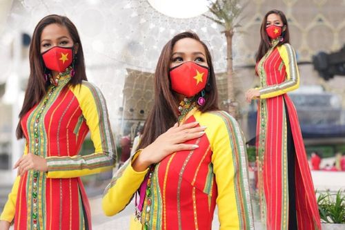 Hoa hậu H'Hen Niê 'hạ gục' fan quốc tế khi diện áo dài thổ cẩm thả dáng tại Dubai