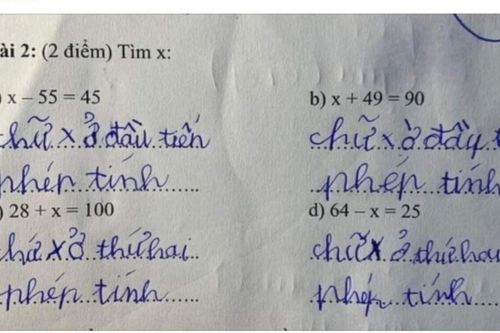 Yêu cầu học trò giải toán để 'tìm x', học trò đưa ra đáp án khiến cô giáo phải 'bó tay'